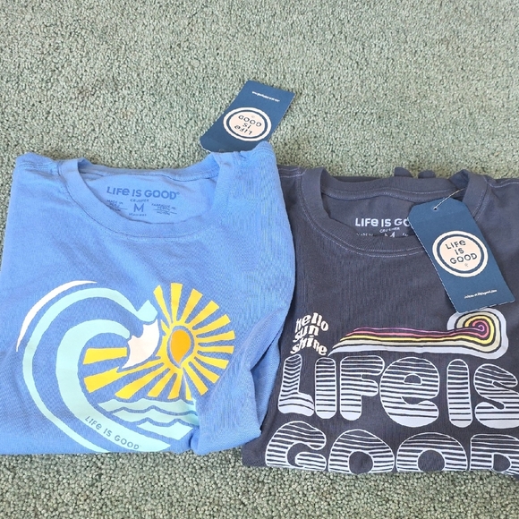 Life Is Good Women's T-Shirts, 2, NWT, Size Med, Light Blue And Navy. - Picture 13 of 13